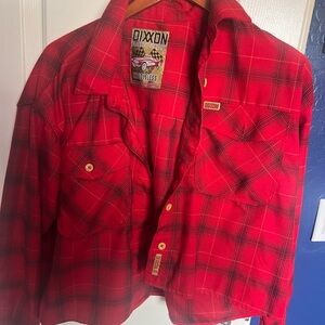 Dixxon Red Plaid Button-Up Shirt Jacket THE LOVELESS Valentine’s Day edition